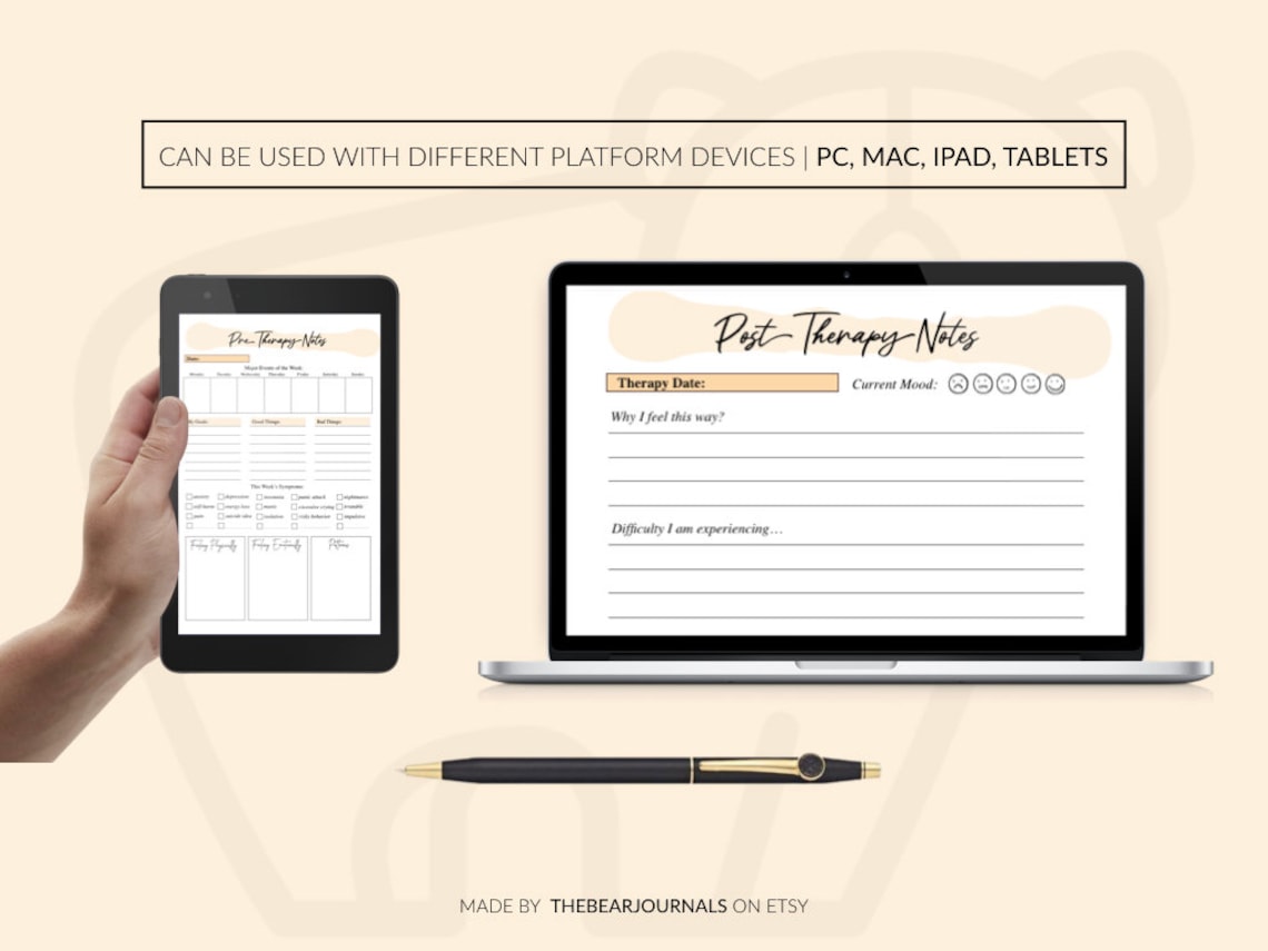 Pretherapy & Posttherapy Notes, Therapy Session Journal, Therapy Overview, Therapy Session