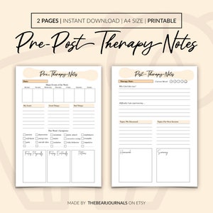 Pre- en posttherapie-notities, logboek therapiesessie, therapieoverzicht, therapiesessietool, planner voor en na de therapie