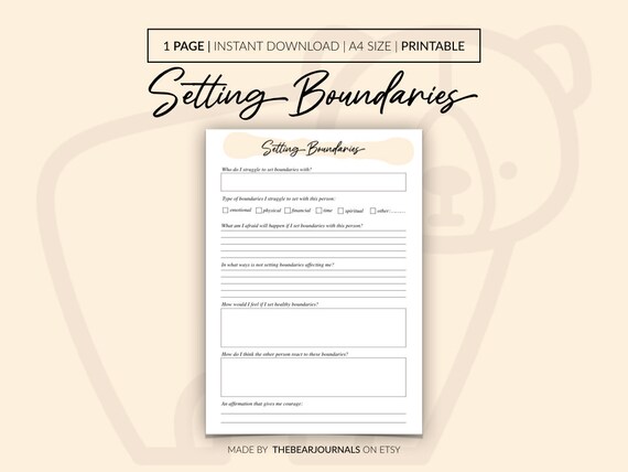 Setting Boundaries Worksheet Setting Personal Boundaries Relational Boundaries  Worksheet Setting Healthy Boundaries Worksheet PDF - Etsy