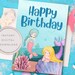 Printable Mermaid Birthday Card, Birthday Card for Girls, Birthday Card ...
