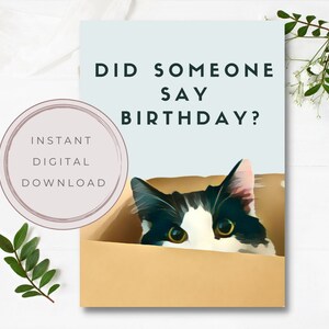 Printable Cat Birthday Card, Cat in a Box Card, Cat Lover Gift, Cat Mom Birthday, Funny Cat Card, Cute Card from Cat, Friend Birthday Card