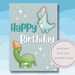 Printable Dinosaur Birthday Card for Kids, Cute Birthday Card, Baby ...