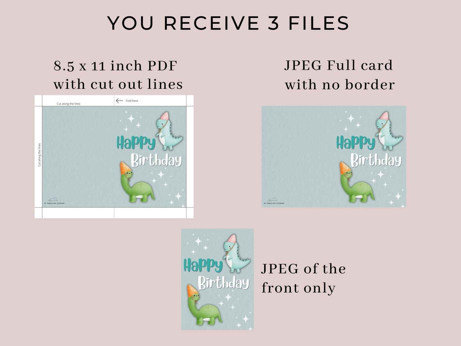 Printable Dinosaur Birthday Card for Kids, Cute Birthday Card, Baby ...
