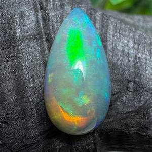 Natural Ethiopian Opal Pear Cabochon Unique Blue Green Fire Rare Opal Stone Opal For Making Jewelry October birth Stone Loose Opal Stone
