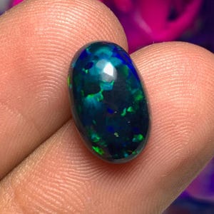 AAA Grade Ethiopian Black Opal Oval Cabochon Loose Gemstone