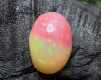 Ethiopian Opal Cabochon: Pink Yellow Galaxy Fire Opal for Jewelry