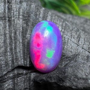 Purple Opal Cabochon Oval Cab Loose Gemstone for Jewelry Making, Unique Polished October Birthstone DIY Jewelry Supply