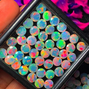Welo Fire Opal Cabochon: Natural Ethiopian Gemstone, Round Shape (3-8mm)