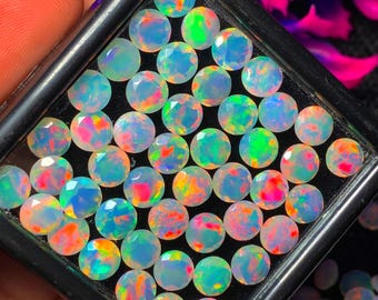 Welo Fire Opal Cabochon: Natural Ethiopian Gemstone, Round Shape (3-8mm)