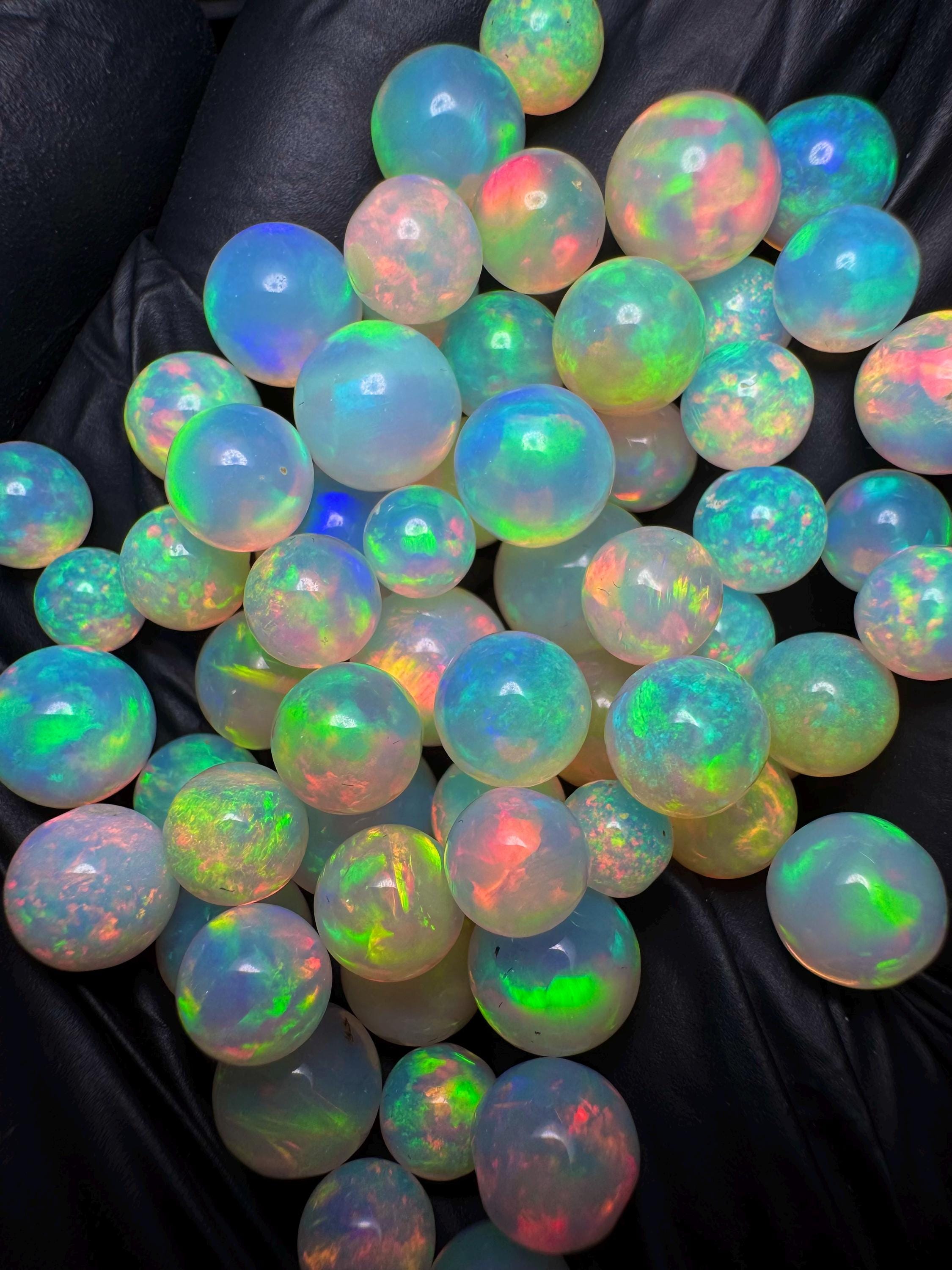 AAA Grade Opal Beads Drilled, Opal Balls Beads, Loose Opal Balls, Natural Ethiopian Opal, Round Shape Opal, Size 5-7mm , Opal For Necklace