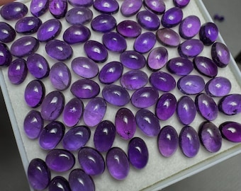 Natural Amethyst Cabochons: 6x4mm Oval Gemstone Lot
