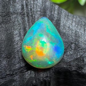 Natural Ethiopian Opal Pear Cabochon Unique Blue Green Fire Rare Opal Stone Opal For Making Jewelry October birth Stone Loose Opal Stone