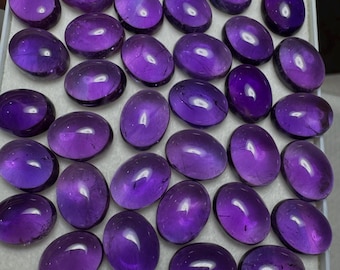 Oval Amethyst Cabochons: 9x7mm Calibrated Gemstone Lot