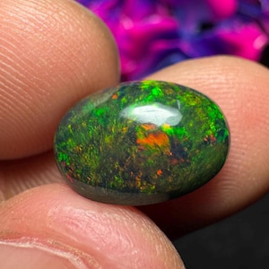 Black Opal Cabochon: 3.30 Carat Oval Ethiopian Gemstone