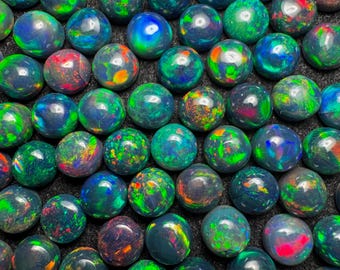 AAA Grade Black Opal, Natural Ethiopian Black Opal, 3 To 8 MM Ethiopian Opal Cabochon, Black Welo Opal Gemstone, Black Opal Jewelry Making