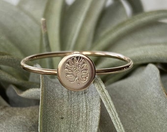 Gold Monstera Leaf Ring: Sterling Silver Plant Ring