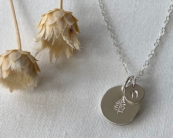 Sterling Silver Tree Initial Necklace: Personalized Dainty Jewelry
