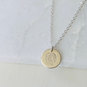 Sterling Silver Monstera Leaf Necklace: Dainty Floral Pendant