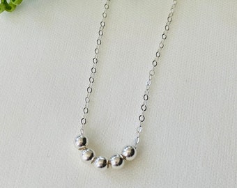 Sterling Silver Bead Necklace: Dainty Minimalist Layering Jewelry