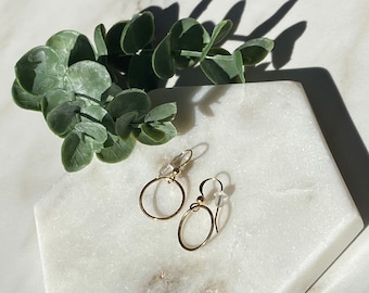Gold Filled Open Circle Earrings: Hammered Minimalist Dangles