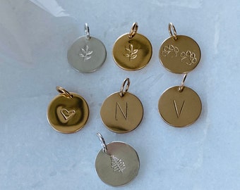 Hand Stamped Sterling Silver Charm: Initial, Paw Print, Heart