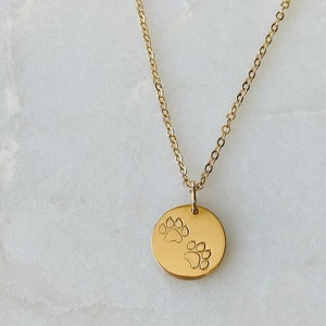 Gold Pfote Abdruck Halskette - Hand gestempelt Halskette - Hund Mutter Halskette - Minimalistische Halskette - Zierlicher Schmuck - Sterling Silber Pfote Abdruck Halskette