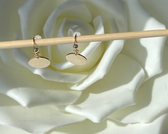 14k Gold Filled Hammered Disc Earrings: Personalized Dangle Earrings
