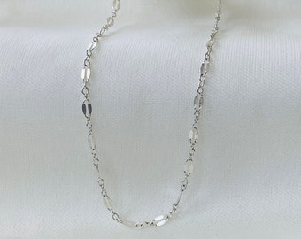 Sterling Silver Lace Chain Necklace: Minimalist Layering Jewelry