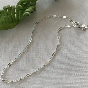 Sterling silver anklet- Silver Lace Ankle Bracelet- Dainty Thin Chain Anklet- Lace Specialty Chain Anklet- Simple Anklet- Delicate Anklet