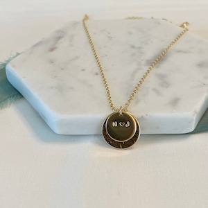 Hammered Initial Necklace: 14k Gold Filled Personalized Pendant