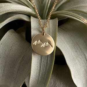 Gold Mountain Necklace: Hand Stamped 14k Gold Filled Pendant