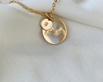 Gold Mountain Initial Necklace: Personalized 14k Gold Filled Pendant