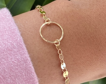 14k Gold Filled Open Circle Sequin Bracelet