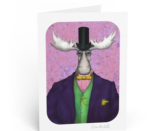 Dapper Moose Gentleman Greeting Cards | Quirky Animal Art Folded Card