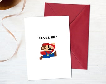 Super Mario | Geburtstagskarte | Level Up | Postkarte | Einladung | Geschenk