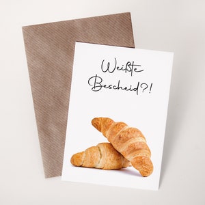 Einladung Frühstück | Gutschein Brunch | Croissant | Postkarte | Geburtstag | Geschenk Valentinstag
