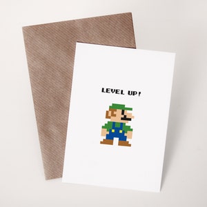 Super Mario Bros. Luigi | Geburtstagskarte | Level Up | Postkarte | Einladung | Geschenk