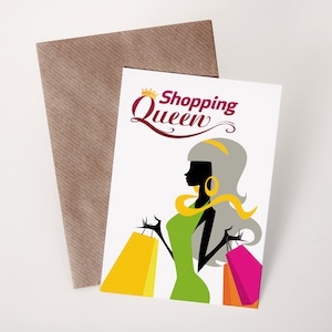 Shopping Queen Postkarte DIN A6 Karte mit Umschlag Geschenk Bild 1