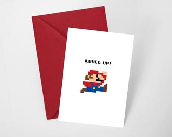 Super Mario | Geburtstagskarte | Level Up | Postkarte | Einladung | Geschenk