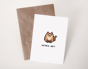 Level Up Katze | Geburtstagskarte | Happy Birthday | Postkarte | Einladung | Geschenk