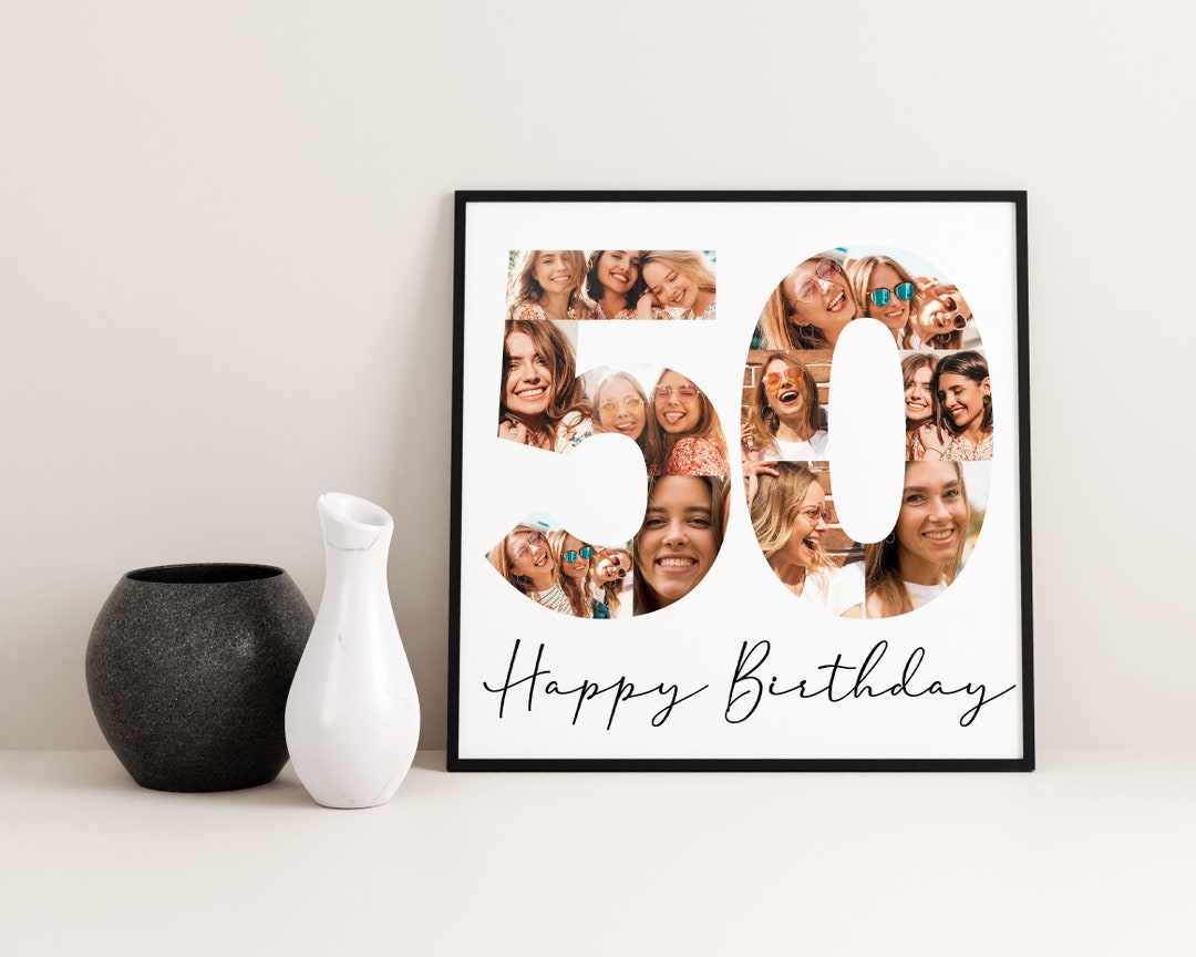 50. Geburtstag Fotocollage Happy Birthday Geschenk Poster Individuell