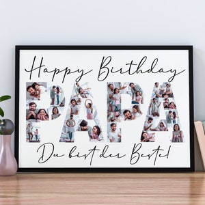 Geschenk Papa Geburtstag Fotocollage Vatertag Happy Birthday Poster individuell personalisiert image 1