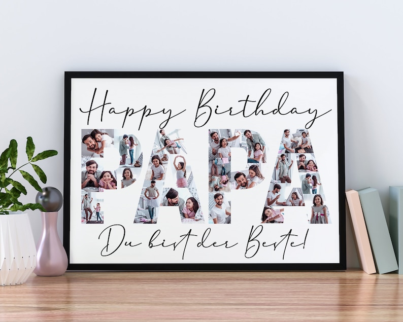 Geschenk Papa Geburtstag Fotocollage Vatertag Happy Birthday Poster individuell personalisiert image 1