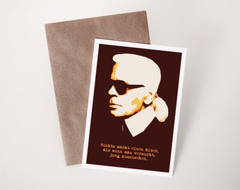 Karl Lagerfeld Karte zum Geburtstag | Postkarte | Kühlschrankkarte | DIN A6 Karte mit Umschlag | Geschenk