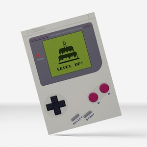 Gameboy Einladung | Nintendo Glückwunschkarte | Level Up | Retro Postkarte | Geschenk | 90er