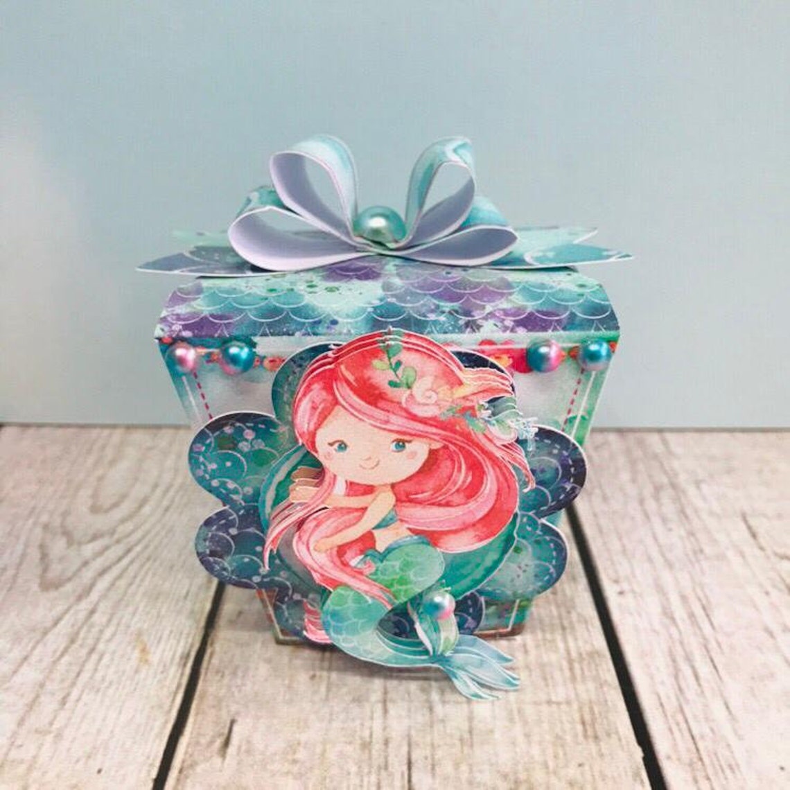 Mermaid - Favors Boxes Personalized, Party Supplies Tags Digital, Cake ...
