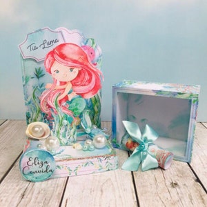 Mermaid  - Favors Boxes Personalized, Party Supplies Tags Digital, Cake Printable, Kit Party, Birthday Decoration