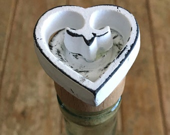 Heart Wine Bottle Stopper / Valentines Day / Heart Bottle Stopper / Wine Gifts / Wine Accessories / Housewarming