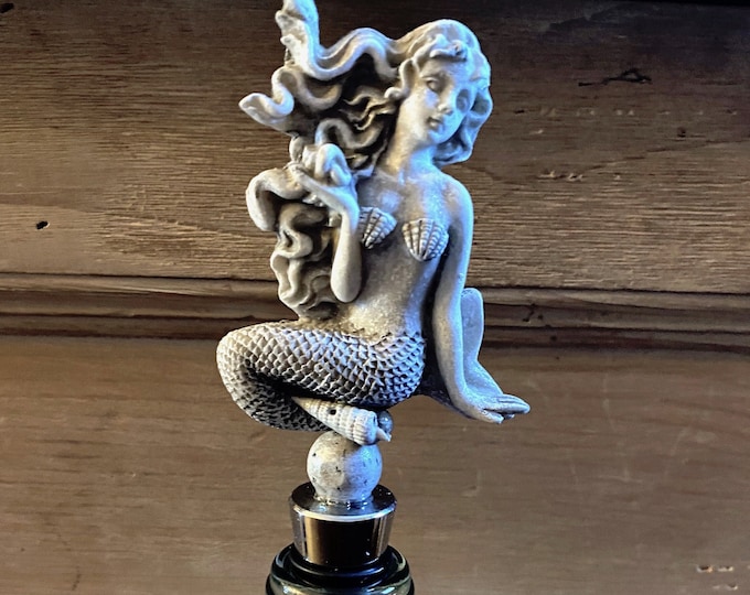 Distressed Mermaid Wine Stopper / Mermaid Bottle Stopper / Mermaid Wine