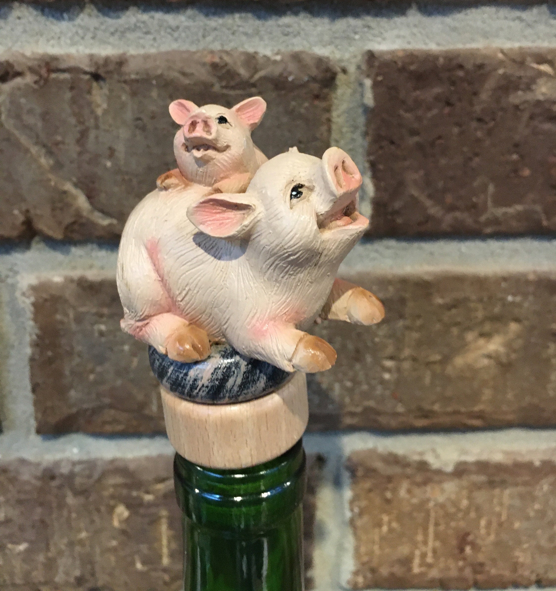 Mama & Baby Pig Wine Bottle Stopper / Pig Wine Stopper / Etsy